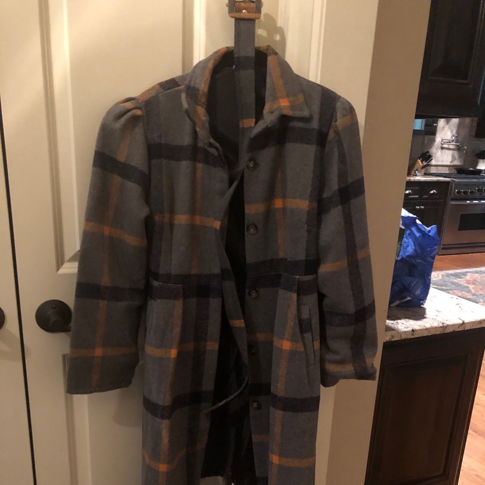 Women’s patterned long wool coat
